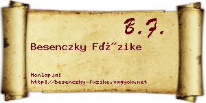 Besenczky Füzike névjegykártya